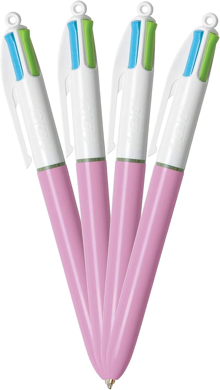 image:imageBIC 4Color Fashion Ballpoint Pen Medium Point 10mm Assorted Fashion Ink Colors Fun amp Colorful 4CountLavender