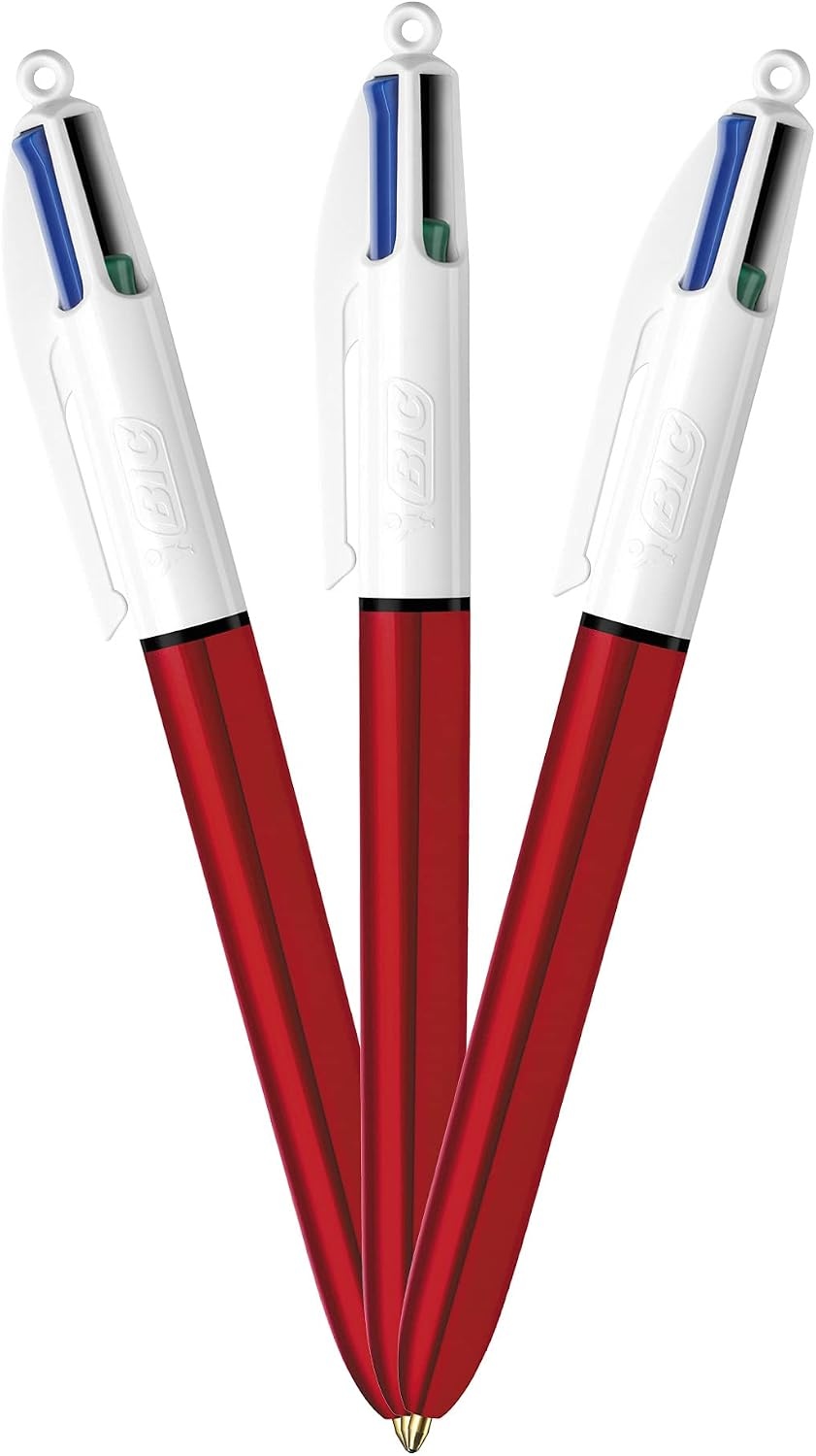 image:imageBIC 4Color Fashion Ballpoint Pen Medium Point 10mm Assorted Fashion Ink Colors Fun amp Colorful 4CountRed