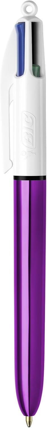 image:imageBIC 4Color Fashion Ballpoint Pen Medium Point 10mm Assorted Fashion Ink Colors Fun amp Colorful 4CountShiny Purple