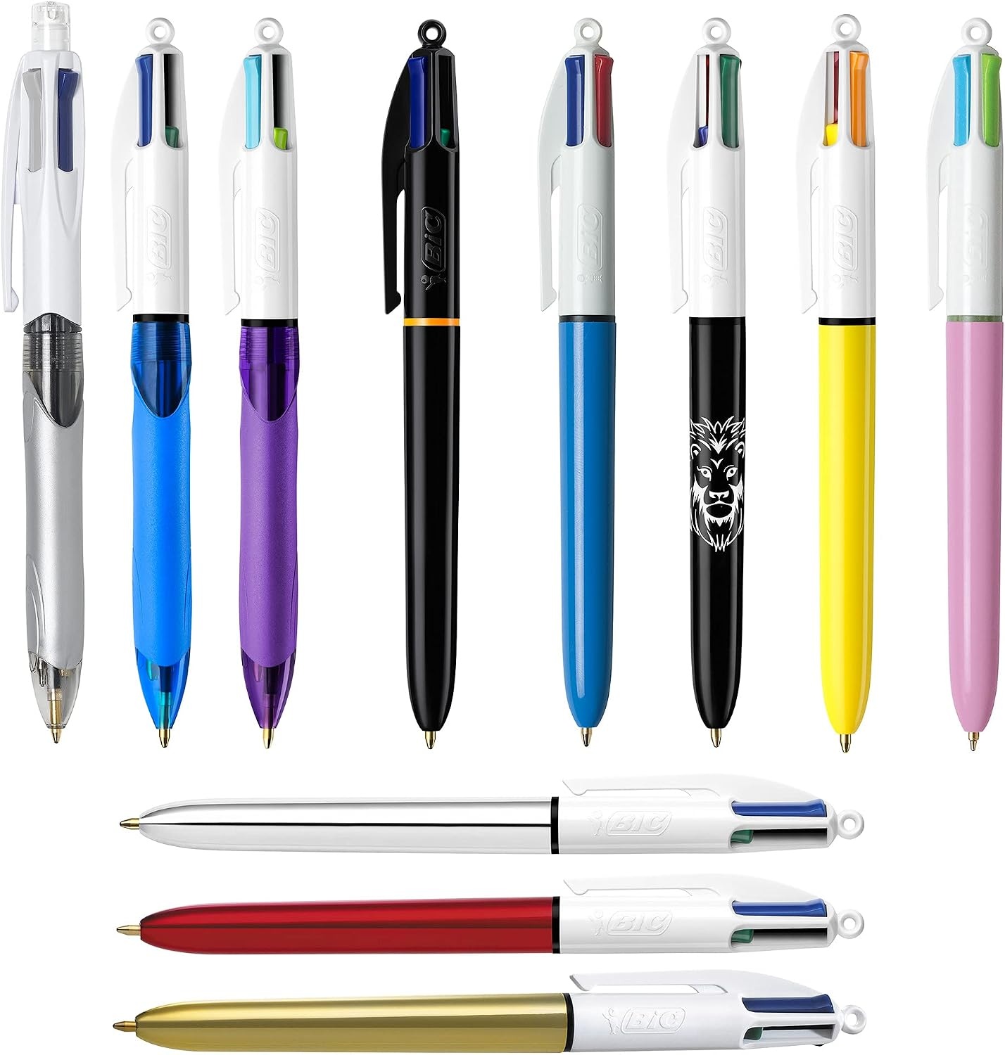 image:imageBIC 4Color Fashion Ballpoint Pen Medium Point 10mm Assorted Fashion Ink Colors Fun amp Colorful 4CountShiny Purple