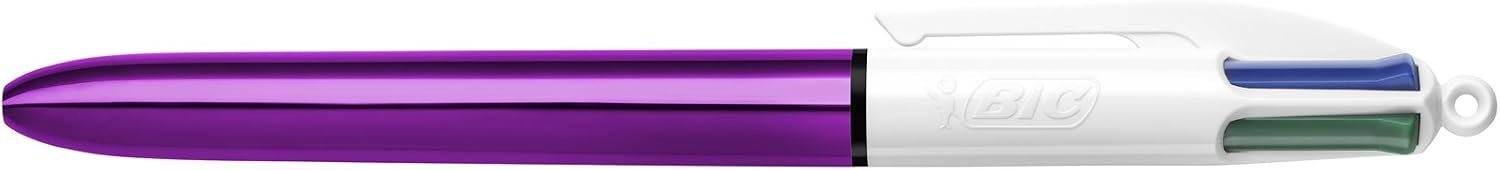 image:imageBIC 4Color Fashion Ballpoint Pen Medium Point 10mm Assorted Fashion Ink Colors Fun amp Colorful 4CountShiny Purple