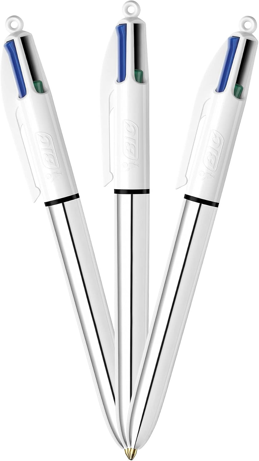 image:imageBIC 4Color Fashion Ballpoint Pen Medium Point 10mm Assorted Fashion Ink Colors Fun amp Colorful 4CountSilver