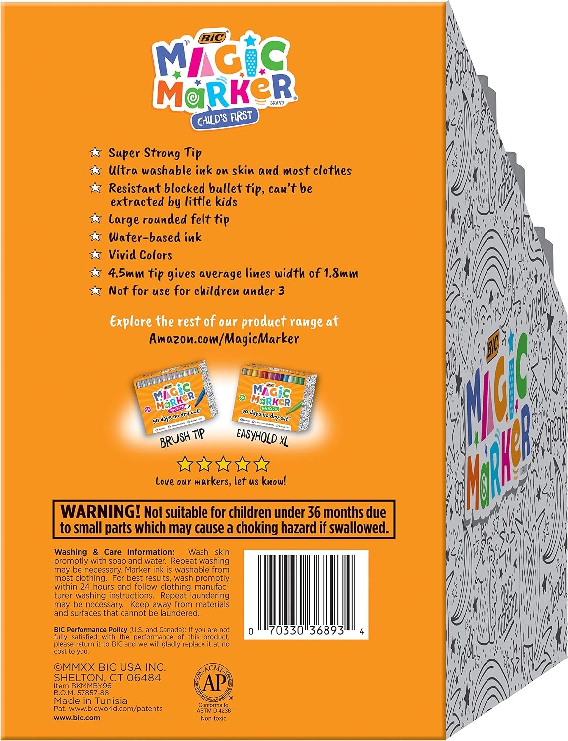image:imageBIC Childs First Magic Marker Assorted Colors 96Count8 Count Pack of 12