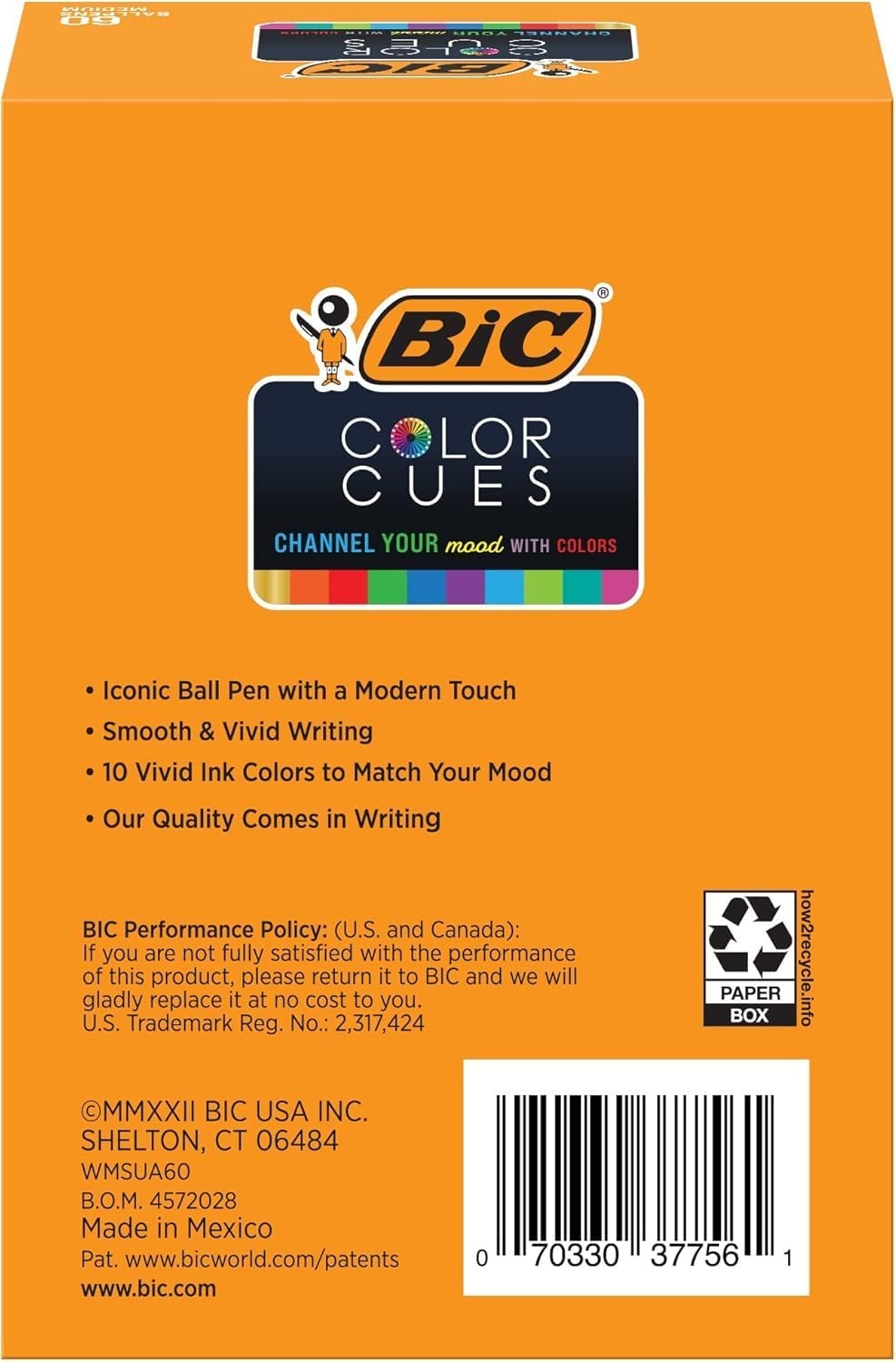 image:imageBIC Color Cues Pen Set 60Count Pack Assorted Colors for School Supplies1 Count Pack of 60