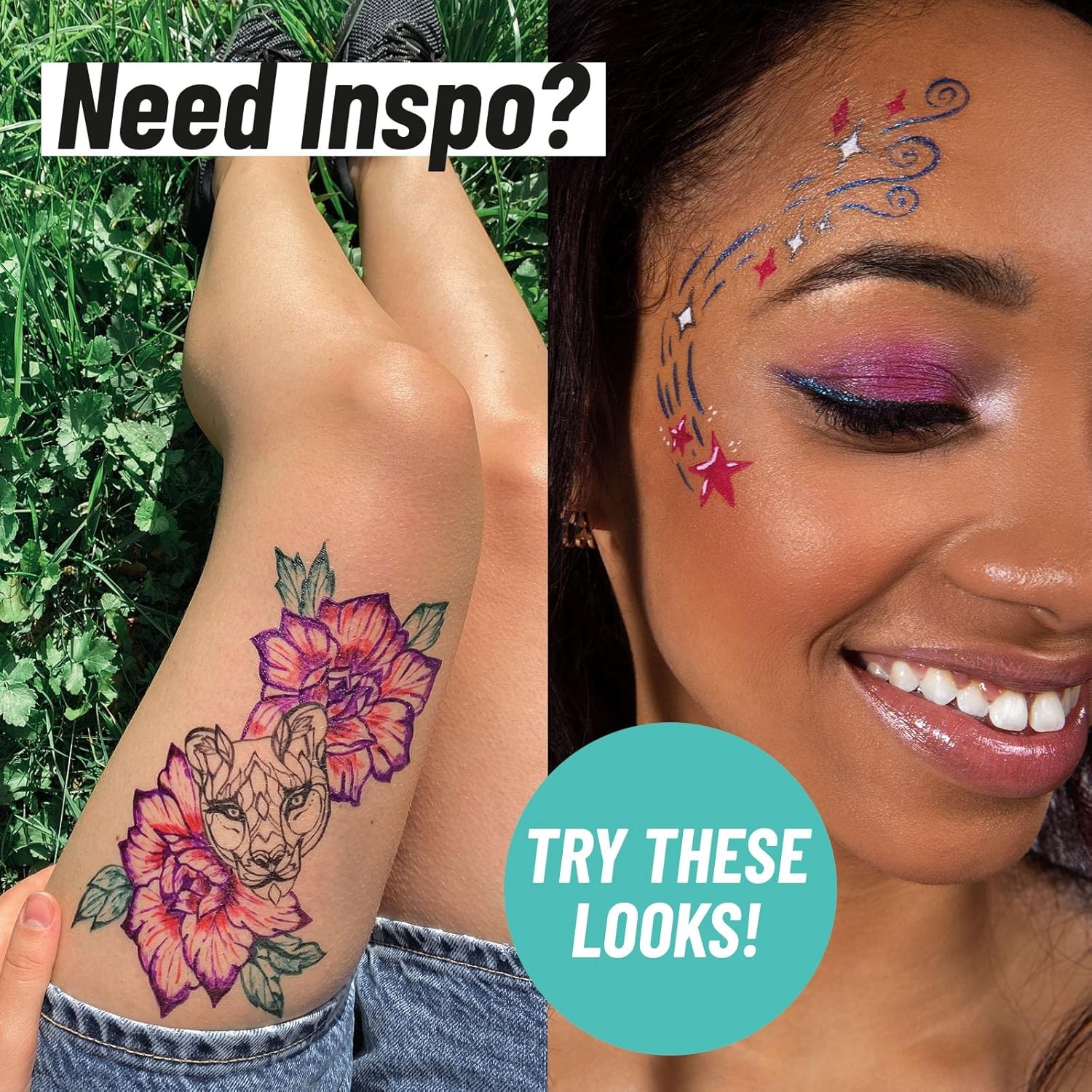 image:imageBODYMARK Temporary Tattoo Markers 8Count Color Collection SkinSafeColor Set