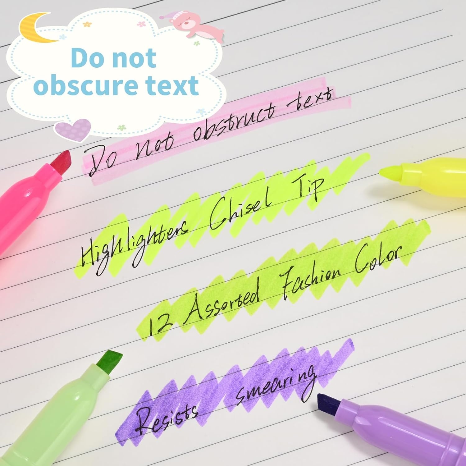 image:imageCgerma Highlighters 36 Pack Chisel Tip Green Highlighter Bright ColorsQuickly Drying Perfect for Students Kids Adults Classroom School Office12 color