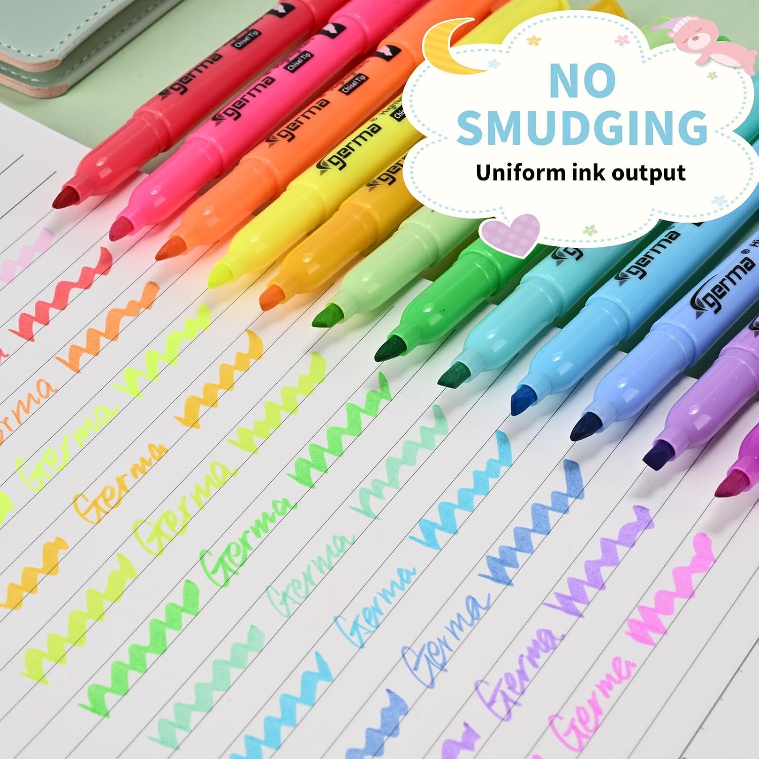 image:imageCgerma Highlighters 36 Pack Chisel Tip Green Highlighter Bright ColorsQuickly Drying Perfect for Students Kids Adults Classroom School Office12 color