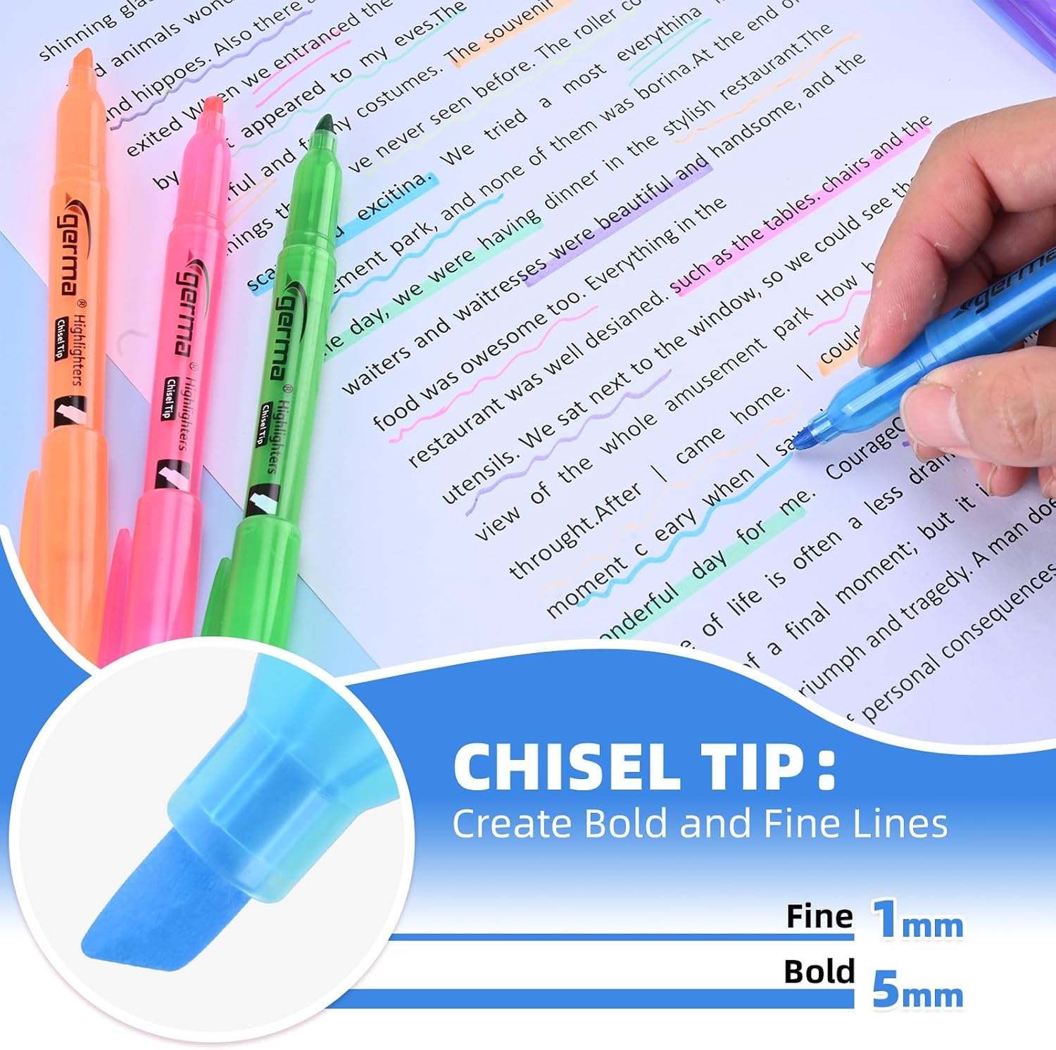 image:imageCgerma Highlighters 36 Pack Chisel Tip Green Highlighter Bright ColorsQuickly Drying Perfect for Students Kids Adults Classroom School Office6 color