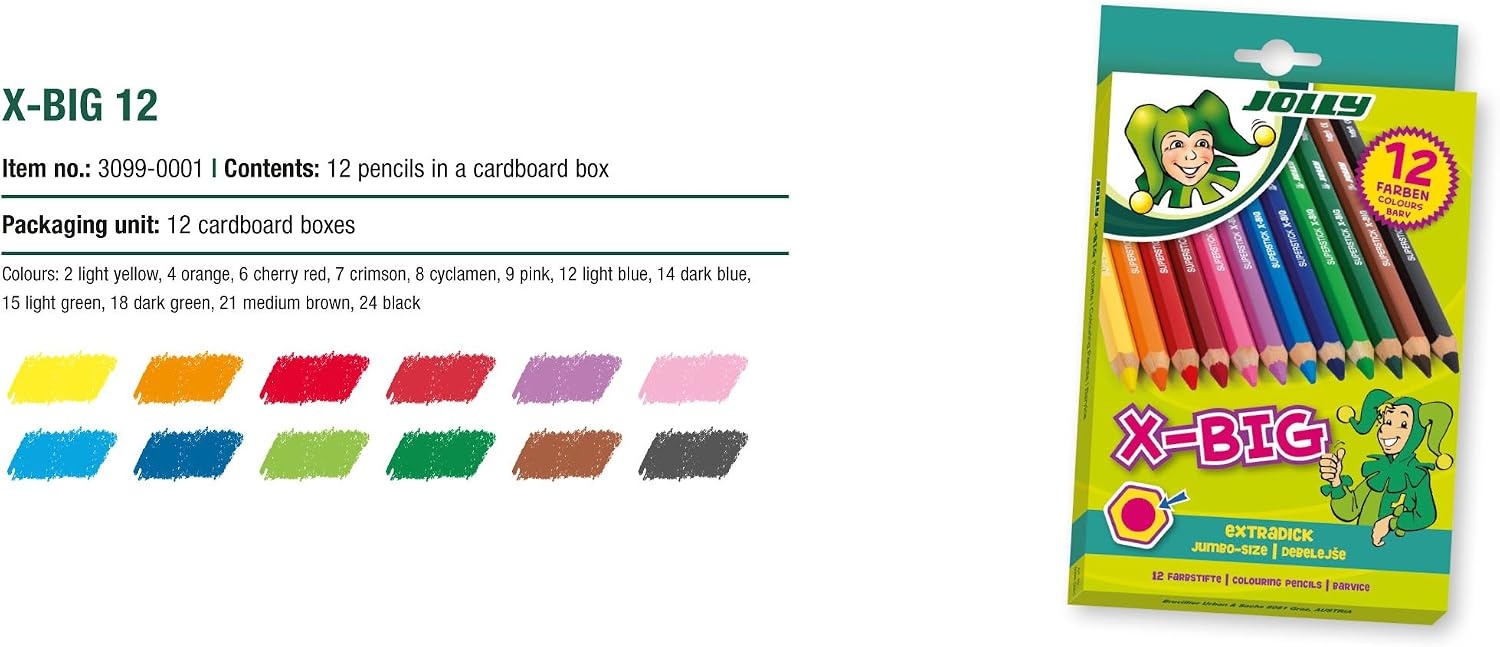 image:imageJolly XBig Jumbo Colored Pencils Set of 12 Perfect for Special Needs Art Therapy PreSchool and Early Learners Multicolor 30990001Multicolor