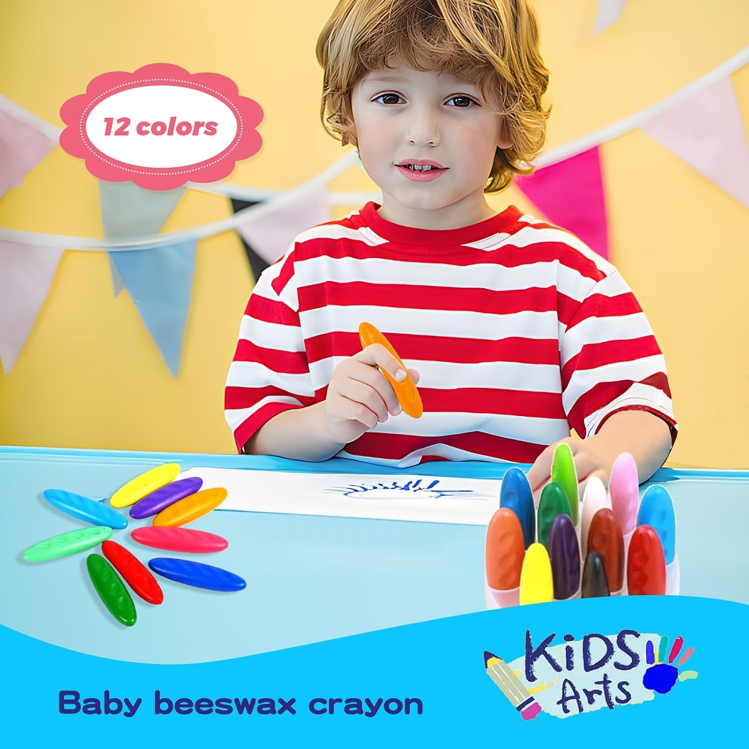 image:imagePeanut Crayons for Kids 36 Colors Washable Toddler Crayon NonToxic Baby Crayon for Ages 24 48  Large Crayons for Toddlers 13 Coloring Art Supplies Back to School Gift for BoysampGirlsMulticolor