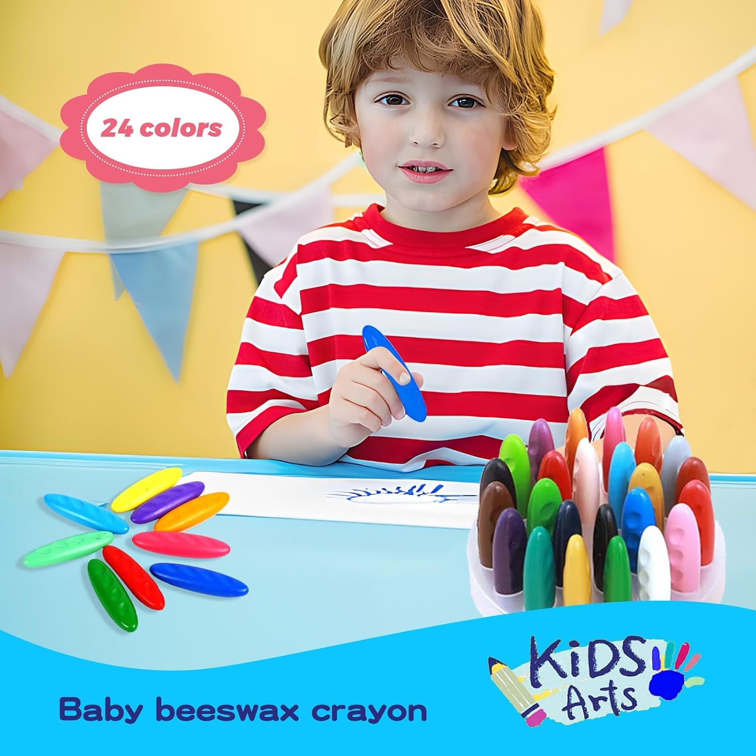 image:imagePeanut Crayons for Kids 36 Colors Washable Toddler Crayon NonToxic Baby Crayon for Ages 24 48  Large Crayons for Toddlers 13 Coloring Art Supplies Back to School Gift for BoysampGirlsMulticolor