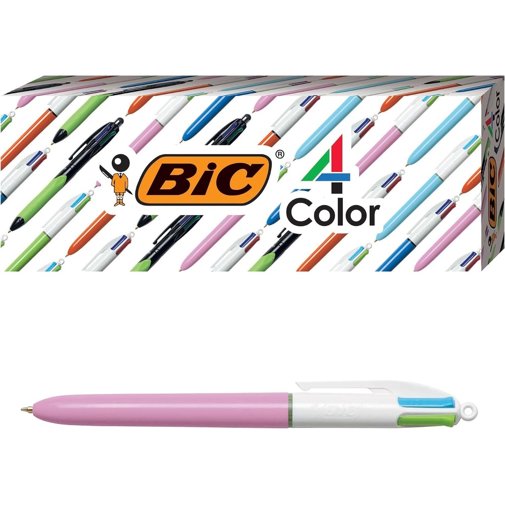 image:imageBIC 4Color Fashion Ballpoint Pen Medium Point 10mm Assorted Fashion Ink Colors Fun amp Colorful 4CountLavender