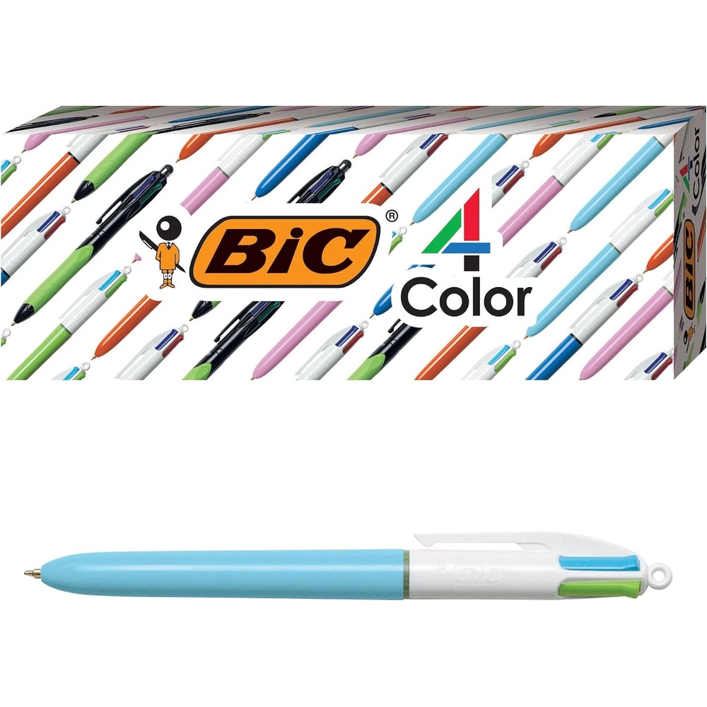 image:imageBIC 4Color Fashion Ballpoint Pen Medium Point 10mm Assorted Fashion Ink Colors Fun amp Colorful 4CountLight Blue