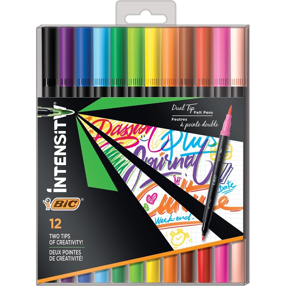 image:imageBIC Intensity 2 in 1 Dual Tip Fineliner Pens 12Count Pack Assorted Colors12 Count Pack of 1