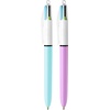 image:imageBIC 4 Colours Fun Retractable Ballpoint Pens  Box of 12 with Light Blue Pastel Barrel and Medium Point 10 mmMulticolor