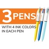 image:imageBIC 4Color Retractable Ballpoint Pen 3Count Pack Comfortable Grip10 Assorted Ink Colors