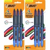 image:imageBIC 4Color Retractable Ballpoint Pen 3Count Pack Comfortable GripBlack  Blue  Green  Red Ink
