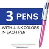 image:imageBIC 4Color Retractable Ballpoint Pen 3Count Pack Comfortable GripBlack  Blue  Green  Red Ink