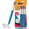 image:imageBIC 4Color Retractable Ballpoint Pen 3Count Pack Comfortable GripBlack  Blue  Green  Red Ink