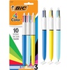 image:imageBIC 4Color Retractable Ballpoint Pen 3Count Pack Comfortable Grip10 Assorted Ink Colors