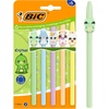 image:imageBIC Cristal Pastel Figurines Ball Pens Medium Point 100 mm Blue Ink  5 Assorted Characters and Barrel Colours Cardboard Pack of 5Blue
