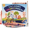 image:imageSparkbright Club Jumbo Colored Pencils for Toddlers Ages 24  3in1 Wooden Pencil Crayon amp Watercolor  12 NonToxic Colors BreakResistant 8mm Core EasyGrip for Kids amp Preschool PreSharpened12