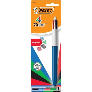image:imageBIC 4Color 31 Retractable Ballpoint Pen 07 mm Pencil 1 CountBlack  Blue  Green  Red Ink