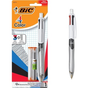 image:imageBIC 4Color 31 Retractable Ballpoint Pen 07 mm Pencil 1 CountRed  Blue  Black Ink