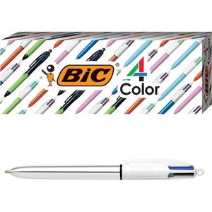 image:imageBIC 4Color Fashion Ballpoint Pen Medium Point 10mm Assorted Fashion Ink Colors Fun amp Colorful 4CountSilver