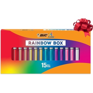 image:imageBIC 4Color Rainbow Shine Limited Edition Set Box of 15 Pens Retractable Ball Pens Medium Point 10mmBlack  Blue  Green  Red Ink