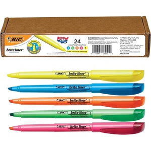 image:imageBIC Brite Liner Highlighters Chisel Tip for Broad Highlighting 24CountAssorted New
