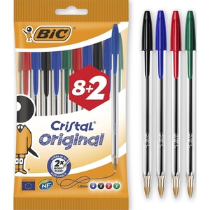 image:imageBIC Cristal Original Ballpoint  Comfortable Biro Pens Medium Point 10mm Assorted Colours Pack of 10Assorted  82