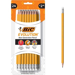 image:imageBIC Evolution Cased Pencil 2 Lead Yellow Barrel 24Count PGEYP241BLKYellow