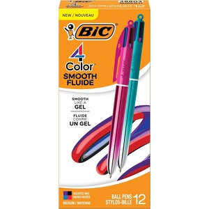 image:imageBIC Gel Pen 10 mm Point Assorted Ink 12CountPurple  Black  Blue  Red Ink