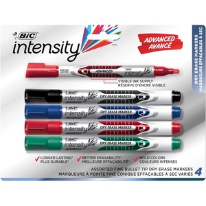 image:imageBIC Intensity Advanced Colorful Dry Erase Markers Bullet Tip 12CountAssorted Colors