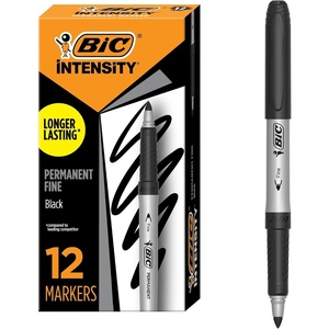 image:imageBIC Intensity Black Permanent Markers Fine Point 12Count Pack of MarkersBlack