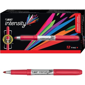 image:imageBIC Intensity Black Permanent Markers Fine Point 12Count Pack of MarkersRed