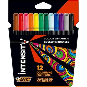 image:imageBIC Intensity Felt Tip Pens Vibrant Colouring Pens School Supplies for Kids or Adults 24 Packpkg of 12