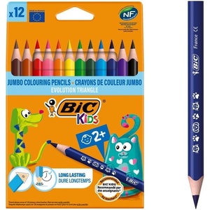 image:imageBIC Kids Evolution Triangle Coloured Pencils Ideal for Small Kids 2 Years and Up Extra Resistant 12 Pack1 Count Pack of 12