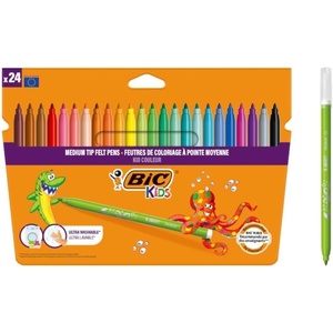 image:imageBIC Kids Kid Couleur Felt Tip Colouring Pens  Assorted Colours Cardboard Wallet of 241 Count Pack of 24