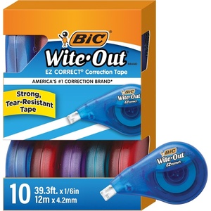 image:imageBIC WiteOut EZ Correct Correction Tape TearResistant and No Dry Time 18Count Pack in WhiteWhite Tape