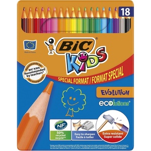 image:imageBiC Kids Ecolutions Evolution Colouring Pencils  MultiColoured Pack of 18pack of 15
