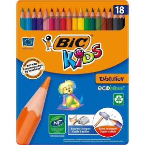 image:imageBic Kids Evolution ECOlutions Colouring Pencils  Assorted Colours  Metal Box of 18Contemporary