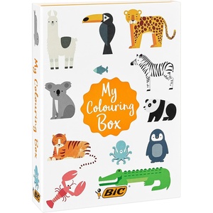 image:imageBic My Colouring Box  Colouring Kit with 12 Markers18 Colouring Pencils6 Glitter Glues1 Colouring Book and 36 Stickers36 Count Pack of 1