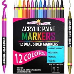 image:imageCHALKY CROWN Dual Tip Acrylic Paint Markers  Assorted  12 Pack6mm  12 Pack