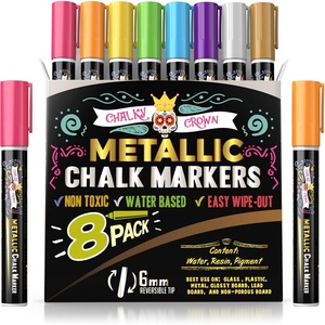 image:imageCHALKY CROWN Jumbo Liquid Chalk Markers  Bold Colors  8 Pack 15mmMetallic 6mm  8 Pack