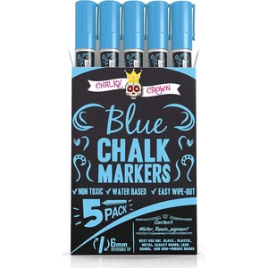 image:imageCHALKY CROWN White Liquid Chalk Markers  White  5 Pack 6mm TipBlue