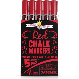 image:imageCHALKY CROWN White Liquid Chalk Markers  White  5 Pack 6mm TipRed