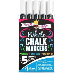 image:imageCHALKY CROWN White Liquid Chalk Markers  White  5 Pack 6mm TipWhite