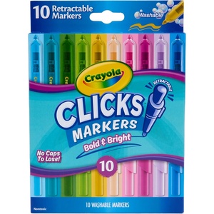 image:imageCrayola Clicks Retractable Markers Bold 10ct Teacher Classroom School Supplies Spring Crafts No Dry Washable Markers for KidsBold  Bright